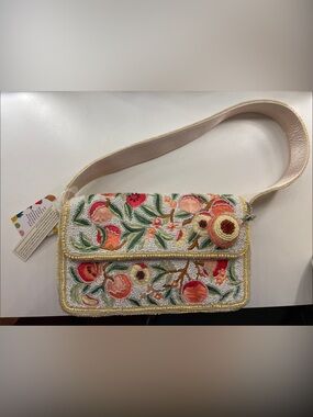 Fruit Hand-Beaded Floral Shoulder Bag